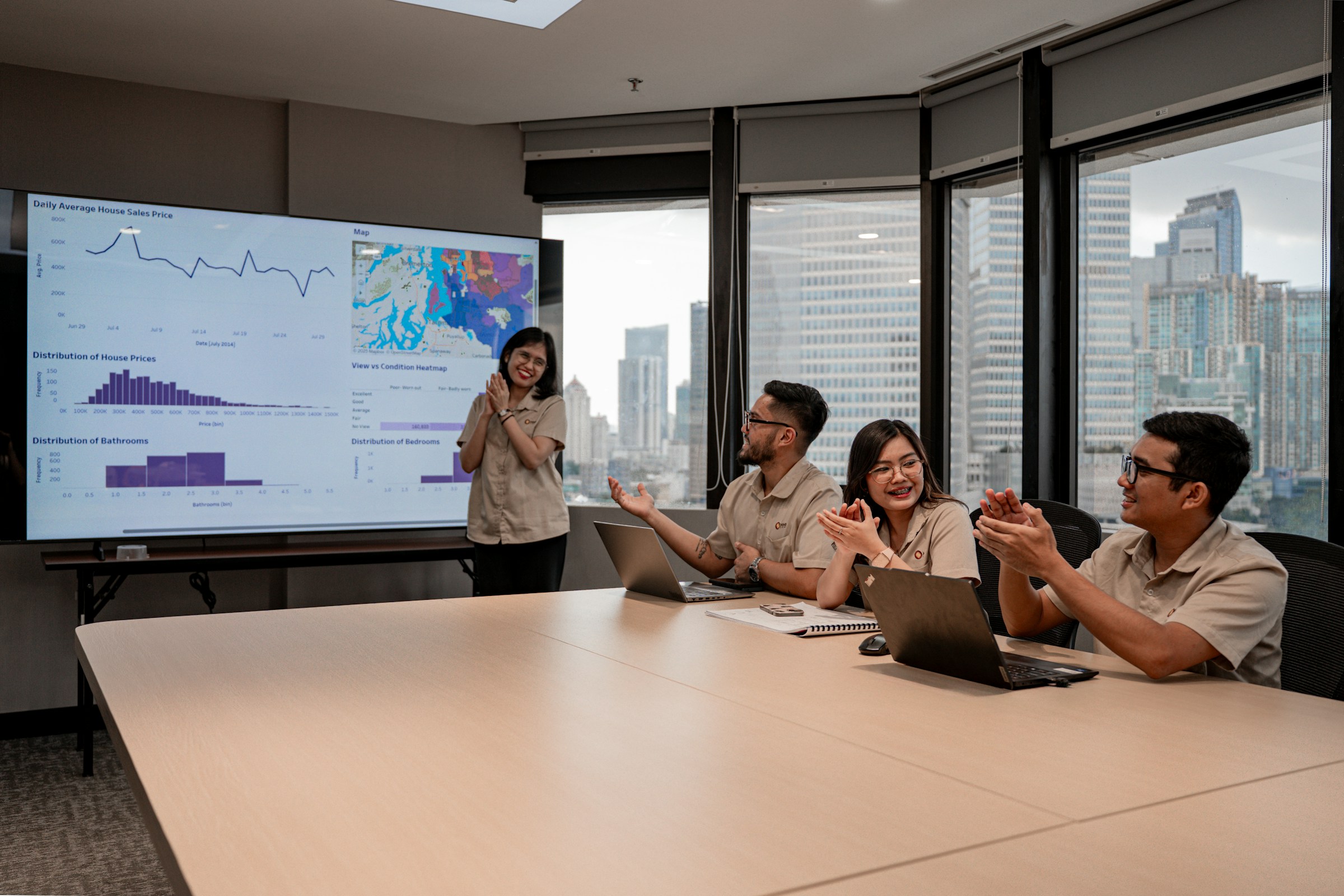 Team collaborating during a business presentation